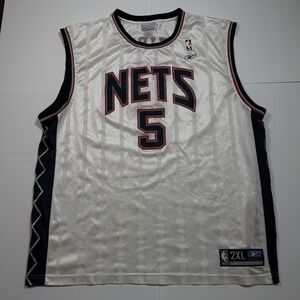 New‎ Jersey Nets Jersey Mens 2XL White Navy NBA Basketball Jason Kidd Reebok